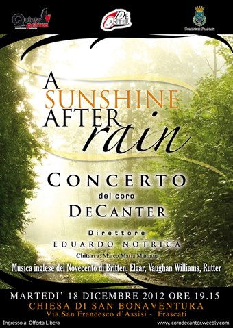 A Sunshine After Rain Frascati, concerto del coro DeCanter nella chiesa di San Bonaventura