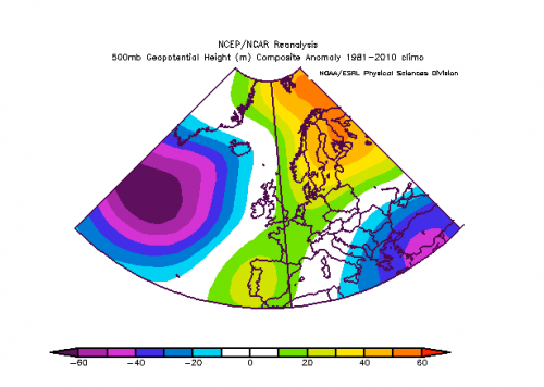 ANOMALIA ALTEZZA GEOPOTENZIALE A 500HPA – SECONDA METÀ INVERNO (indicativamente 16/1 – 29/2) ANOMALIA ALTEZZA GEOPOTENZIALE A 500HPA – SECONDA METÀ INVERNO (indicativamente 16/1 – 29/2)