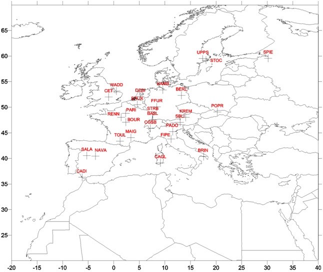 Stazioni meteo europee prese in considerazione