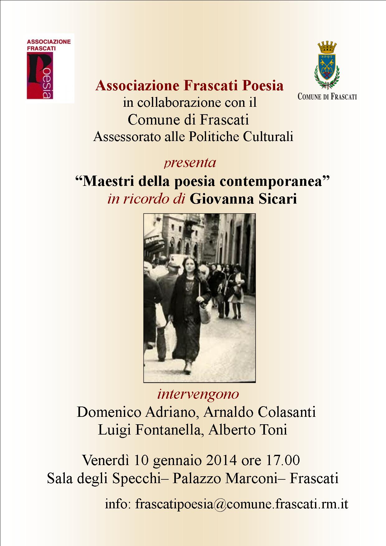 L’associazione Frascati Poesia Ricordando Giovanna Sicari E Elio Matassi