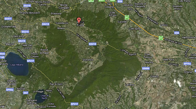 Vista del Parco dei Castelli Romani dal satellite