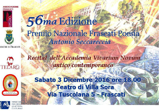 Associazione Frascati Poesia Cerimonia di premiazione sabato 3 dicembre 2016 Associazione Frascati Poesia Cerimonia di premiazione sabato 3 dicembre 2016