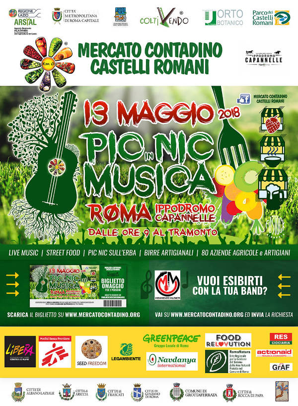 Pic nic in musica Domenica 13 maggio 2018 Mercato Contadino Roma e Castelli Romani